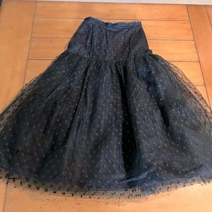Vintage lace, tulle, black polka dot skirt